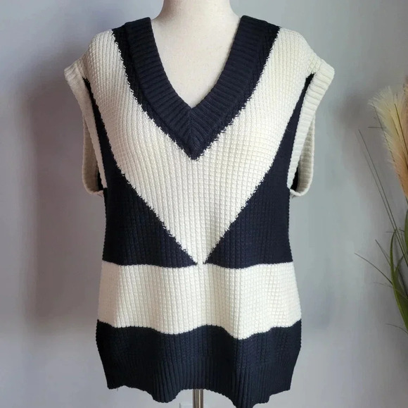 Victor Glemaud x Target, New Colorblock Sweater Wool Vest Black/White Size XL - Picture 12 of 12